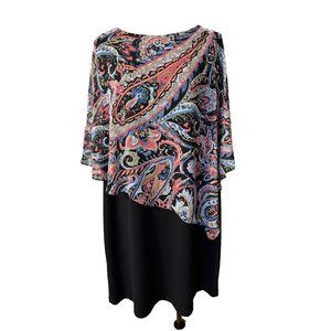 Connected Dress 18W Paisley Layer Cape Party Office Cruise Wedding New